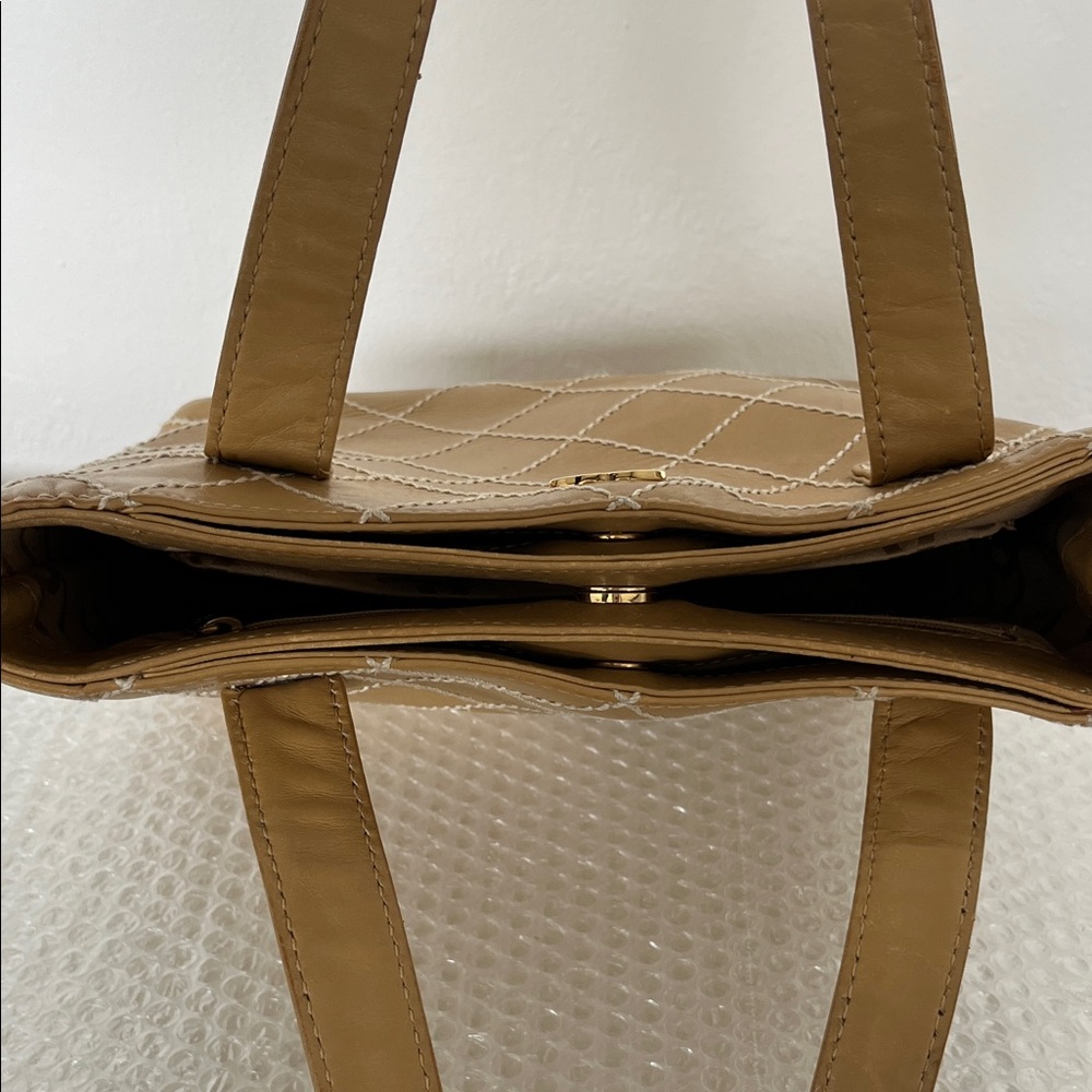 Chanel Classic Tan Quilted Leather Shopper Tote Bag - Picture 6 of 14